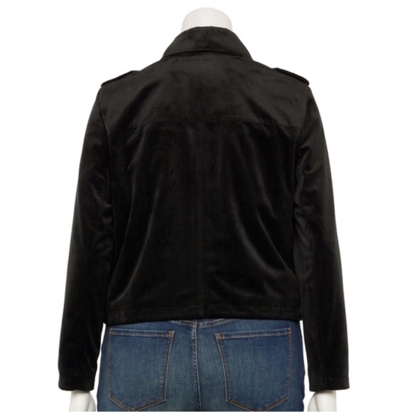 NWT Lauren Conrad Black Suede Moto Jacket in Size 3X, 0X - Picture 2 of 16